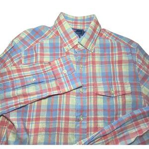 Vineyard Vines Slim Fit Crosby Shirt Plaid Cotton Linen Long Sleeve Resort Vacay